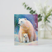 Snowy Winter Polar Bears Modern Art Postkarte (Stehend Vorderseite)