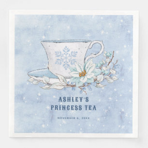 Snowy Winter Princess Tea Teecup Serviette