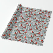 Snowy Winter Red Cardinal Bird Pattern Geschenkpapier (Ungerollt)
