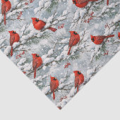 Snowy Winter Red Cardinal Bird Pattern Seidenpapier (Ausschnitt)