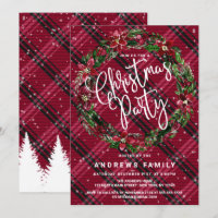 Snowy Winter Red Floral Wreath Flanell Weihnachten