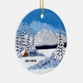 Snowy Winter Round Keramik Ornament (Rechts)