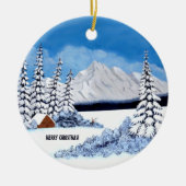 Snowy Winter Round Keramik Ornament (Vorne)