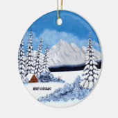 Snowy Winter Round Keramik Ornament (Links)