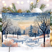 Snowy Winter Scene Feiertagskarte