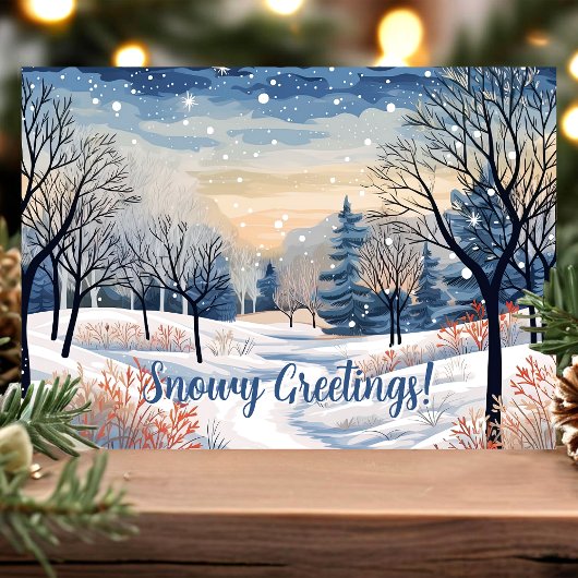 Snowy Winter Scene Feiertagskarte