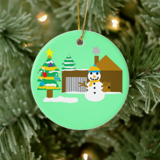 Snowy Winter Scene Keramik Ornament