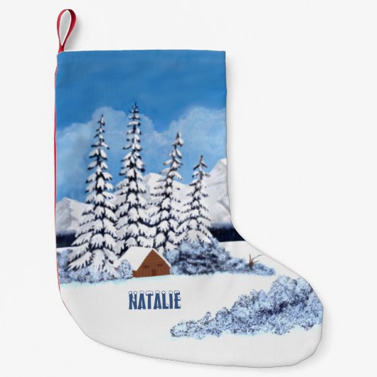 Snowy Winter Scene Kleiner Weihnachtsstrumpf (Vorderseite)