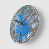Snowy Winter Scene Runde Wanduhr (Winkel)
