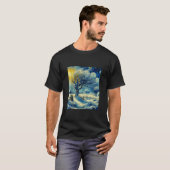 Snowy Winter Scene Van Gogh Starry Night Christmas T-Shirt (Vorne ganz)