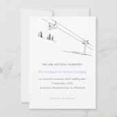 Snowy Winter Ski Neu verheiratet Paar Schwarz/Weiß Save The Date (Rückseite)