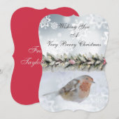 Snowy Winter Snowfinch Weihnachtsgrüße Feiertagskarte (Vorne/Hinten)