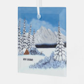 Snowy Winter Square Ornament Aus Glas (Vorderseite links)