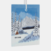 Snowy Winter Square Ornament Aus Glas (Vorderseite Rechts)
