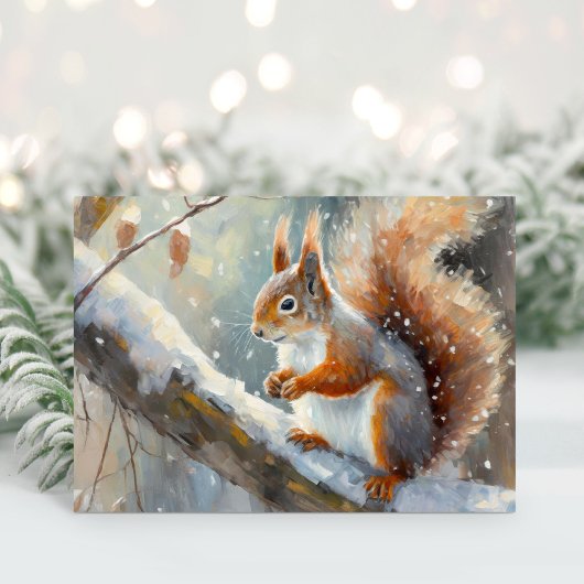 Snowy Winter Squirrel Moderne Kunst Karte