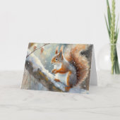 Snowy Winter Squirrel Moderne Kunst Karte (Vorderseite)
