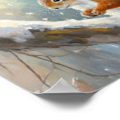 Snowy Winter Squirrel Moderne Kunst Poster (Ecke)