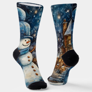 Snowy Winter Town Wonderland Socken