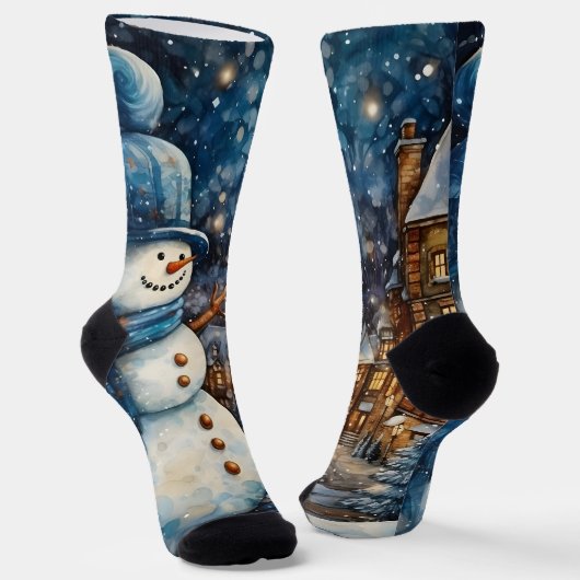 Snowy Winter Town Wonderland Socken (Gewinkelt)