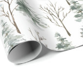 Snowy Winter Trees Joyeux Weihnachten Gold Typogra Geschenkpapier (Rolleneckpunkt)