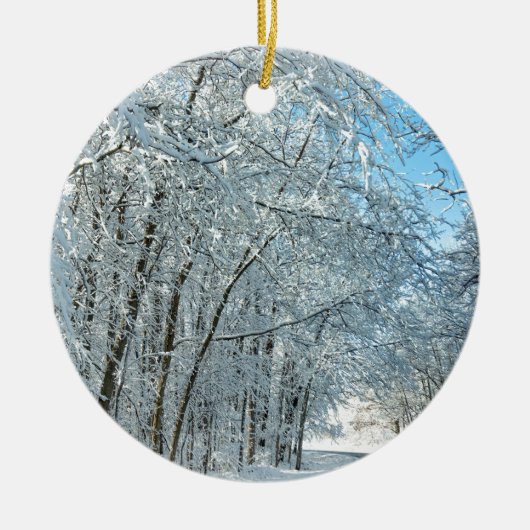 Snowy Winter Trees Keramik Ornament (Vorne)