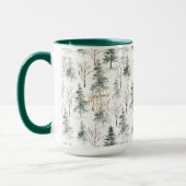 Snowy Winter Trees Muster Gold Typografie Tasse (Links)