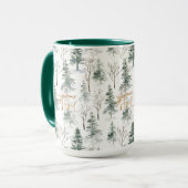Snowy Winter Trees Muster Gold Typografie Tasse (Vorderseite Links)