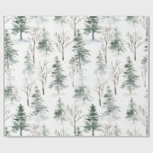 Snowy Winter Trees Pattern Geschenkpapier (Flach)