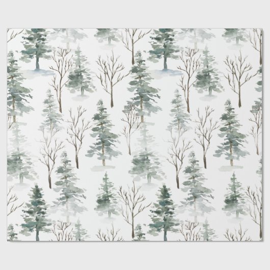 Snowy Winter Trees Pattern Geschenkpapier (Flach)