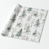 Snowy Winter Trees Pattern Geschenkpapier (Ungerollt)