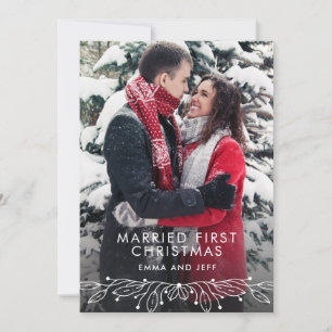 Snowy Winter Verheiratet Erster Weihnachtsurlaub F Feiertagskarte