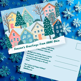 Snowy Winter Village Holiday Christmas CUSTOM Postkarte