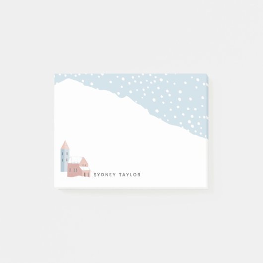 Snowy Winter Village Personalisiert Post-it Klebezettel (Vorderseite)