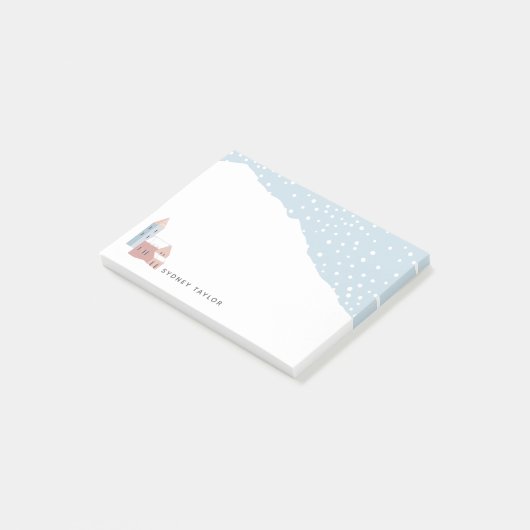 Snowy Winter Village Personalisiert Post-it Klebezettel (angewinkelt)