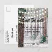 Snowy-Winter-Wald, der Save the Date Wedding ist Ankündigungspostkarte (Vorne/Hinten)