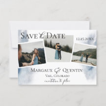 Snowy Winter Watercolor Wash Foto Save the Date