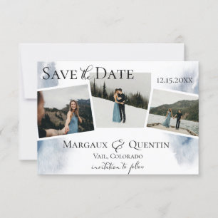 Snowy Winter Watercolor Wash Foto Save the Date Ankündigung