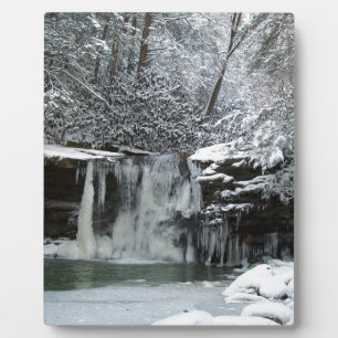 Snowy Winter Waterfall Fotoplatte