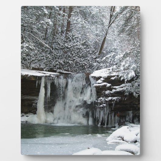 Snowy Winter Waterfall Fotoplatte (Vorderseite)