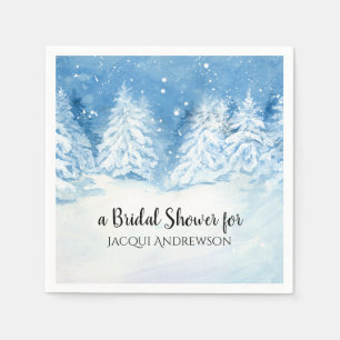 Snowy Winter Wedding Trees Forest Brautparty Serviette