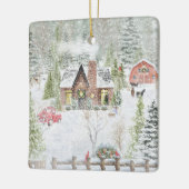 Snowy Winter Weihnachtslandschaft Szene Keramikornament (Links)
