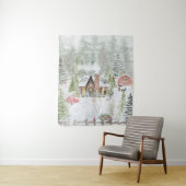 Snowy Winter Weihnachtslandschaft Szene Wandteppich (Beispiel)