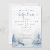 Snowy Winter Wonderland Baby Boy Dusche Einladung (Vorderseite)