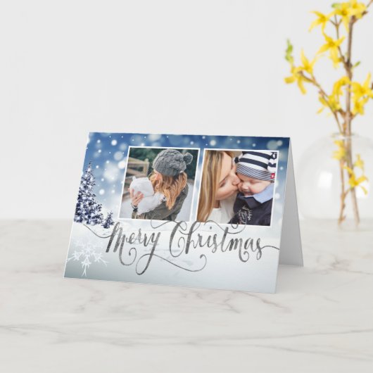 Snowy Winter Wonderland Elegante Weihnachten Karte (Gelbe Blume)