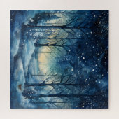 Snowy Winter Wonderland Navy und White Puzzle (Horizontal)