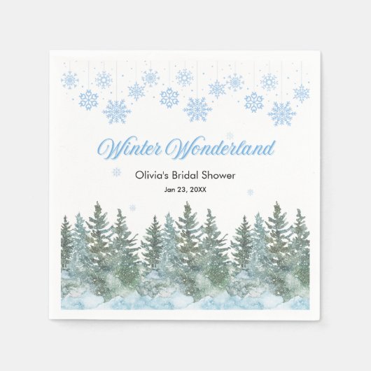 Snowy Winter Wonderland Snowflakes Bridal Shower Serviette (Vorderseite)