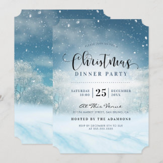 Snowy Winter Wonderland Weihnachtsabend Party Einladung