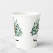 Snowy Winter Woodland Deer Frohe Weihnachten Pappbecher (Links)