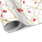 Snowy Winterberries Weihnachtskoordination Geschenkpapier (Rolleneckpunkt)