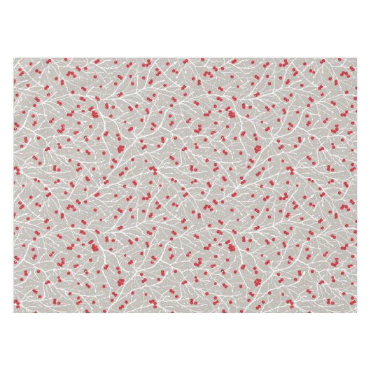 Snowy Winterberry Trees Pattern | Pilzsaal | Tischdecke (Vorderseite (Horizontal))